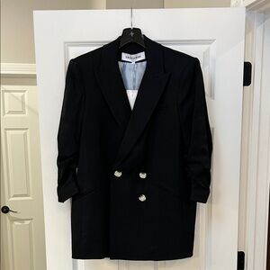 Veronica Beard Elegant Black Blazer with Buttons